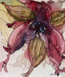 #442- Red Trillium I watercolour, gouache and ink, 5.5"x 6.5", $115.00 unframed