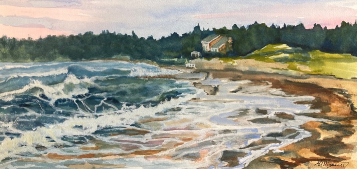 SOLD#468- After the storm, Rainbow beach, I Watercolour and gouache, 8"x16", @250.00