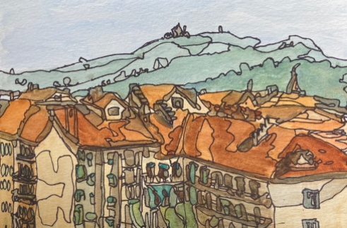 #469- Manarola, Cinq Terre, Italy Watercolour and Ink, 5"x7", $65.00, sold