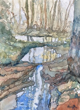 #368- Pond in Sunlight watercolour, ink, gouache, 9x12, $260.00