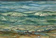 #239- Water effect, I, Plein air painting, watercolor and Ink, 6"x 9", unframed $165.00